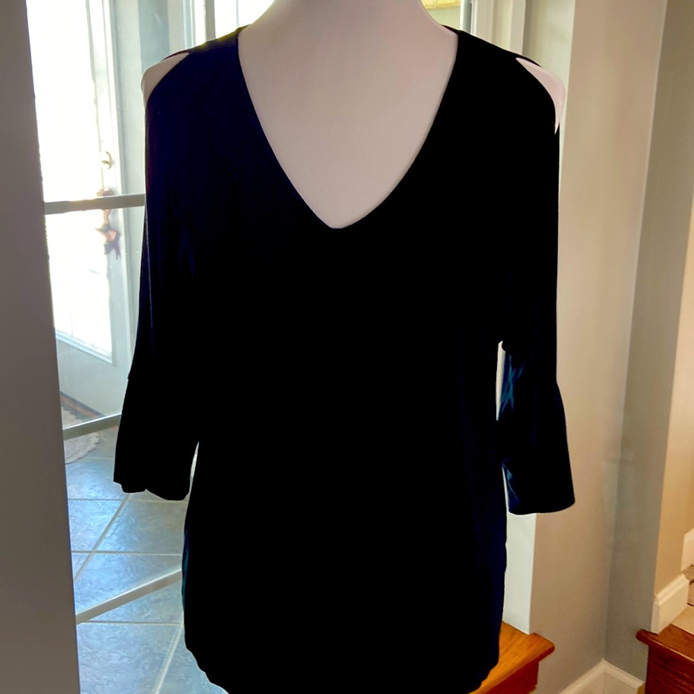 Banana Republic black Small jersey knit slit-sleeve top